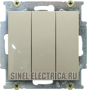 Выключатель трехклавишный ABB Basic 55 (шампань) Выключатель трехклавишный ABB Basic 55 (шампань)