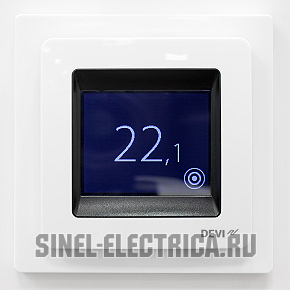 Терморегулятор Devireg Touch c датчиком пола и воздуха (Полярно-Белый) Терморегулятор Devireg Touch c датчиком пола и воздуха (Полярно-Белый)