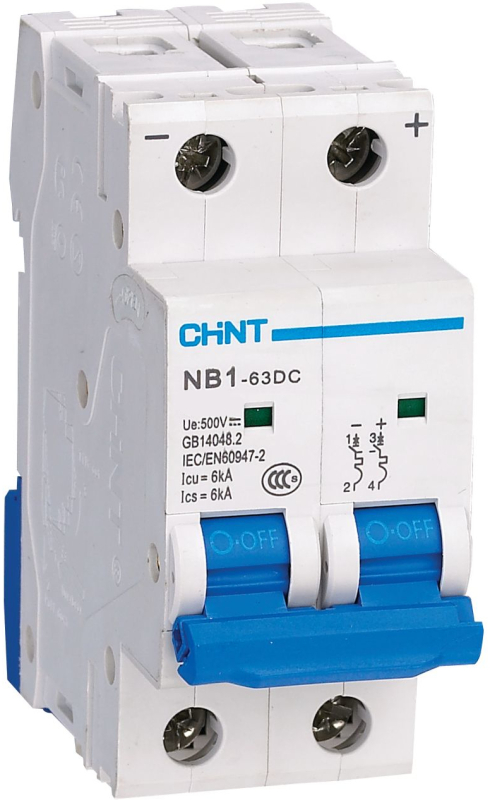   Chint NB1-63DC - 2P 63A ( C) 6 kA 2M 500 