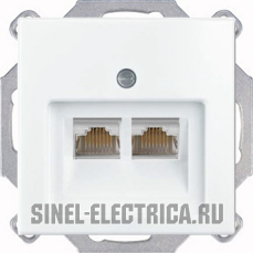 Розетка компьютерная RJ-45 2 выхода ABB Basic 55 (белый) Розетка компьютерная RJ-45 2 выхода ABB Basic 55 (белый)