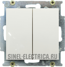 Выключатель двухклавишный ABB Basic 55 (шале-белый) Выключатель двухклавишный ABB Basic 55 (шале-белый)