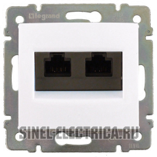 Розетка 2×RJ45 Кат.5e UTP Legrand Valena (белая) на захватах Розетка 2×RJ45 Кат.5e UTP Legrand Valena (белая) на захватах