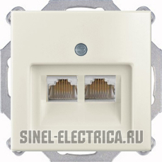 Розетка компьютерная Jung RJ-45 2 выхода с лицевой панелью ABB Basic 55 (шале-белый) Розетка компьютерная Jung RJ-45 2 выхода с лицевой панелью ABB Basic 55 (шале-белый)
