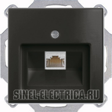 Розетка компьютерная Jung RJ-45 1 выход с лицевой панелью ABB Basic 55 (шато-черный) Розетка компьютерная Jung RJ-45 1 выход с лицевой панелью ABB Basic 55 (шато-черный)