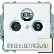 Розетка ТВ + радио + спутник оконечная Jung с лицевой панелью Basic 55 (шале-белый) Розетка ТВ + радио + спутник оконечная Jung с лицевой панелью Basic 55 (шале-белый)