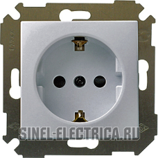 Розетка 2P+E Schuko со шторками, 16А, 250В, S34, алюминий Розетка 2P+E Schuko со шторками, 16А, 250В, S34, алюминий