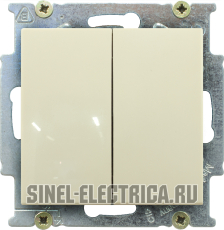 Выключатель двухклавишный ABB Basic 55 (слоновая кость) Выключатель двухклавишный ABB Basic 55 (слоновая кость)