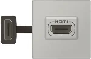 Розетка HDMI - Mosaic - 2 модуля - со шнуром - алюминий