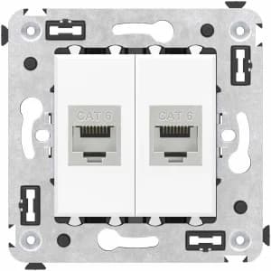 Розетка информационная RJ45 двойная категория 6 без шторки (Белое облако) STP