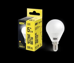 Лампа светодиодная ECO G45 шар 5Вт 230В 3000К E14 IEK