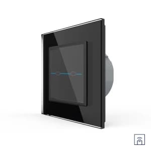 Сенсорный радиоуправляемый выключатель Livolo Quadro 2 клавиши 1 пост Черный