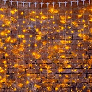 Гирлянда-дождь Плей-Лайт LED, фиксинг, 2х1,5 м, прозрачный провод, желтые диоды