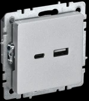 Зарядное устройство USB IEK, USB-A+C, 18Вт (Алюминий)