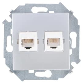 Розетки компьютерные (RJ-45) двойные Simon 15 (Алюминий)