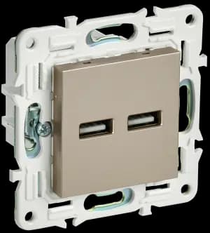 Зарядное устройство USB IEK, USB A+A, 3.1А (шампань)