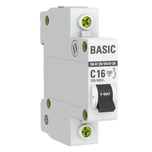 Автоматический выключатель EKF Basic ВА 47-29 - 1P - 16A - C - 4.5kA - 1M