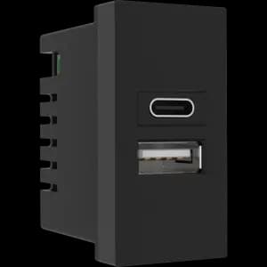 Donel USB зарядное устройство, 2.1A, Type A + C, 1 мод., черн. (22.5х45мм)