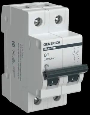 Автоматический выключатель IEK ВА47-29М GENERICA - 1P - 1A - B - 4.5kA - 2M - 400В