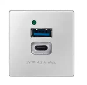 Зарядное устройство USB A+C 5В 4.2A 230В~ цвета алюминий K45 Connect