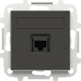 Розетки компьютерные (RJ-45) одинарные со шторками и полем для надписи ABB SKY (Чёрный бархат)