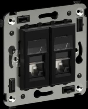 Розетка информационная RJ45 двойная категория 5e (Чёрный матовый)