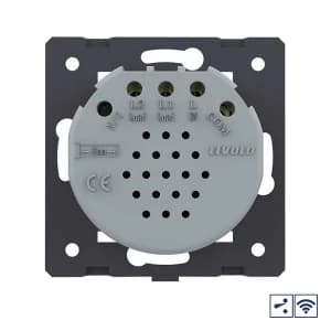 Двухклавишный проходной сенсорный выключатель Livolo Quadro с функцией радиоуправления, цвет золотой (механизм)