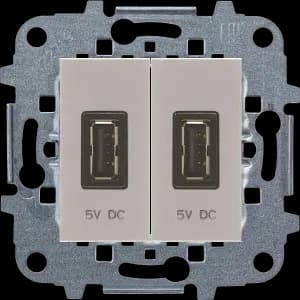 Зарядное устройство USB ABB, USB-A x 2, 2A каждый, 2A (Серебристый)