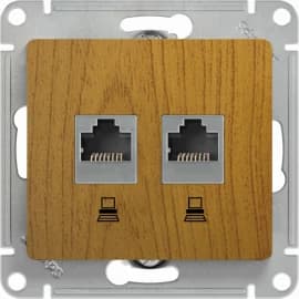 Розетки компьютерные (RJ-45) двойные Schneider Glossa (Дерево дуб)