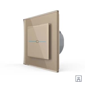 Сенсорный радиоуправляемый выключатель Livolo Quadro 1 клавиша 1 пост Золотой