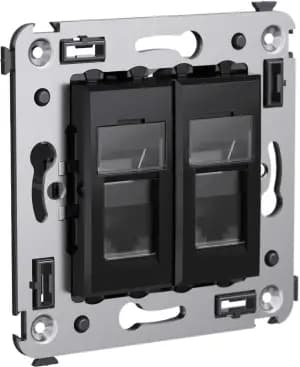 Розетка информационная RJ45 двойная категория 5e (Чёрный квадрат) STP