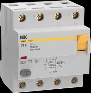 Устройство защитного отключения (УЗО/ВДТ) IEK KARAT ВД3-63 - 4P - 63A - AC - 300mA