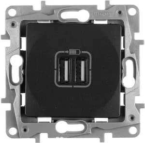 Зарядка USB двойная 240В/5В 2400мА - Etika (антрацит)