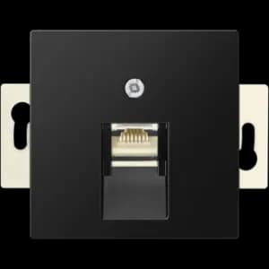 Розетка информационная RJ45 категория 6 Jung A с механизмом Jung Eco Profi (Чёрный матовый) UTP