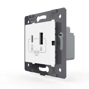 Зарядное устройство USB Livolo, USB-A + USB-C 36Вт (Белый)