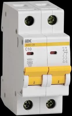 Автоматический выключатель IEK ВА47-29 - 2P - 10A - C - 4.5kA - 2M - 400В