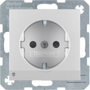 Розетка SCHUKO с подсветкой для ориентирования, B.х, цвет: алюминиевый