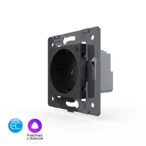 Розетка электрическая с заземлением защитными шторками 16A Livolo EC, цвет черный (механизм)