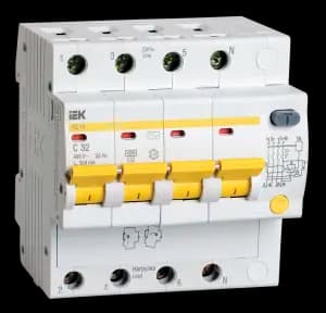 Дифференциальный автомат (АВДТ) IEK АД14 - 4P - 32A - AC - 300mA - тип C - 4.5kA