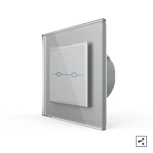 Сенсорный проходной выключатель Livolo Quadro 2 клавиши 1 пост Серый