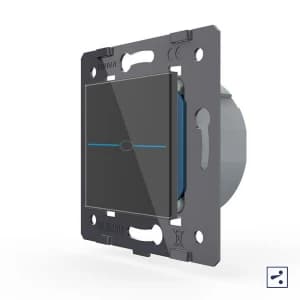 Одноклавишный проходной сенсорный выключатель Livolo Quadro, цвет черный (механизм)
