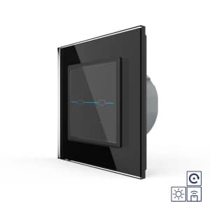 Сенсорный импульсный радиоуправляемый выключатель Livolo Quadro сухой контакт 2 клавиши Черный