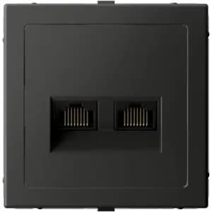Розетка информационная RJ45 двойная категория 5e AtlasDesign с адаптером (Базальт)