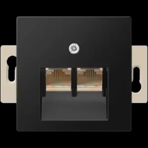 Розетка информационная RJ45 двойная категория 6 Jung A с механизмом Jung Eco Profi (Чёрный матовый) UTP