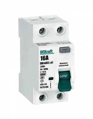 Устройство защитного отключения (УЗО/ВДТ) Dekraft УЗО-03 - 1P+N - 16A - A - 300mA