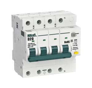 Дифференциальный автомат (АВДТ) Dekraft ДИФ-103 - 3P+N - 20A - AC - 100mA - тип D - 6kA