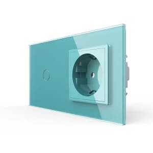 Сенсорный выключатель Livolo комбинированный на 1 линию 1 розетка 2 модуля Зеленый