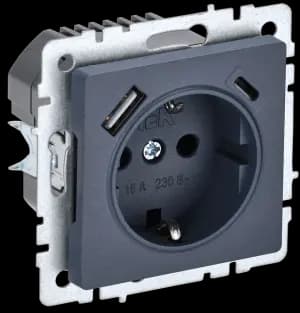 IEK BRITE Роз. с з/к/ш 16А с USB A+C 18Вт РЮш11-1-БрМ мар.