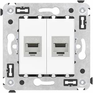 Розетка информационная RJ45 двойная категория 6a без шторки (Белое облако) STP