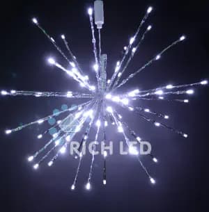 Светодиодный ёжик Rich LED 80 см, мерцающий, белый