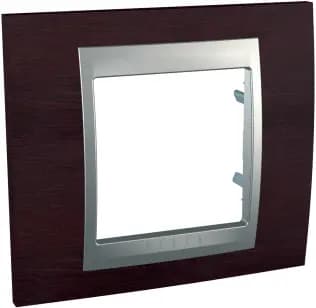 Рамка Unica Top, 1 пост - венге с алюминиевой вставкой